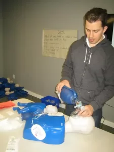 Using a bag valve mask during CPR